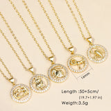 12 Zodiac Signs Necklace Copper Gold Plated Zodiac Signs Pendant Chain Ladies Necklace Birthday Jewelry Ladies Jewelry
