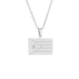 2024 new fashion stainless just wear with love shaped Puerto Rico flag pendant necklace temperament everything collarbone chain