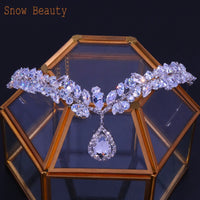 A265 Zircon Wedding Headband Luxury Crystal Women Tiaras Bridal Headpiece Forehead Chain Hair Accessories Rhinestone Headwear