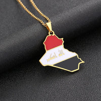 Stainless steel Iraq map necklace men's and women's famous style couple titanium steel necklace cross-border matching accessorie