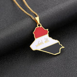 Stainless steel Iraq map necklace men's and women's famous style couple titanium steel necklace cross-border matching accessorie