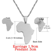 Anniyo Africa Map Sets Pendant Necklace and Earrings Gold Color/Silver Color African Maps Jewelry Set for Women Gitls #133621