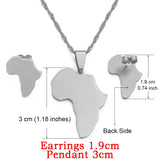 Anniyo Africa Map Sets Pendant Necklace and Earrings Gold Color/Silver Color African Maps Jewelry Set for Women Gitls #133621
