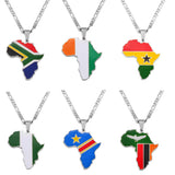 Anniyo 3.8CM Hip-hop South Sudan/Côte d'Ivoire/South Africa Map Flag and Africa Pendant Necklaces for Women Men Jewelry #321321