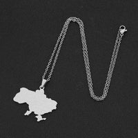 2024 new fashion stainless just Ukraine map with city pendant necklace temperament everything collarbone chain birthday annivers
