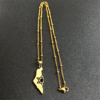 2024 New fashion Israel and Palestine map pendant necklace Stainless steel fashion personality pendant jewelry temperament 100 m