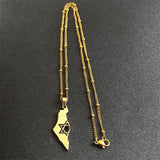 2024 New fashion Israel and Palestine map pendant necklace Stainless steel fashion personality pendant jewelry temperament 100 m