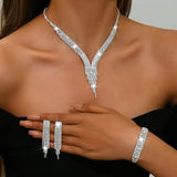 4PC Women's Fashion Geometric Tassel Necklace Earrings Bracelet Jewelry Set Suitable for Wedding, Party, Festival Gifts-8538