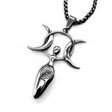 Charm Moon Spiral Goddess Necklace Men Women Wicca Neopagans Stainless Steel Pendant Amulet Fertility Goddess Jewelry Girl Gifts