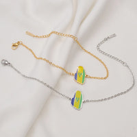 Anniyo 2025 Saint Vincent Map Colorful Flag Bracelet St. Vincent Jewelry Banglets for Women Girls Stainless Steel #002762