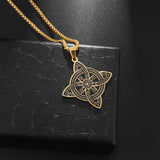 Exquisite Stainless Steel Pattern Witch Knot Pendant Necklace Celtic Knot Lucky Jewelry Christmas Gift for Friends and Family
