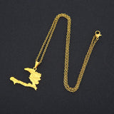 2024 New fashion stainless steel Haiti map pendant necklace for men and women geometric titanium steel pendant ethnic style clav