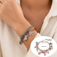 5pcs/set Cute Christmas Series Snowflake Tree Pendant Crystal Bracelet Women CCB Beads Adjustable Thread Rope Bracelet