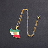 Fashion famous style Iran map pendant necklace Drop oil geometric men's and women's stainless steel neckline pendant collarbone