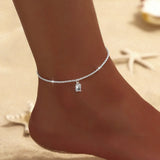 LATS Shiny Sparkling Simple Anklet for Women Gold Silver Color Elegant Jewelry Female Beach Ankle Bracelet on Foot Party Gift