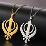 EUEAVAN Classic Sikhism Symbol Necklace for Women Men Stainless Steel Sikh Khanda Necklaces Religious Protection Amulet Jewelry