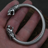 Men Stainless Steel Viking Wolf Geri and Freki Bear Paw Head Bangle amulet Bracelets for Male Gift