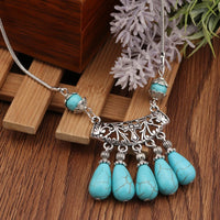 Ethnic Antique Silver Color Moon Choker Necklaces for Women Boho Turquoise Necklace Girls Party Jewelry Gifts