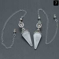 Natural Stone Crystal Reiki Pendulum Rose Quartz Amethysts Hexagonal Cone Shape Charm for Jewelry Making Necklace Accessories