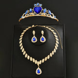 Ladies' fashionable heart-shaped minimalist design elegant crown necklace earrings jewelry set