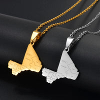 Anniyo Mali Map With Cities Pendant Necklaces Ethnic Jewelry Stainless Steel the Republic of Mali #312921
