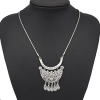 Ethnic Antique Silver Color Moon Choker Necklaces for Women Boho Turquoise Necklace Girls Party Jewelry Gifts