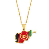 Anniyo Afghanistan Map Flag Pendant Necklaces Afghan Stainless Steel Jewelry for Women Men Girls #298321
