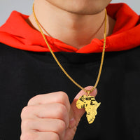 LIKGREAT Punk Africa Map With Flag Pendant Necklaces Stainless Steel Africa Countries Flags Necklace Chain for Women Men Jewelry