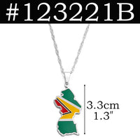 Anniyo Colorful Flags Nigeria Ghana Jamaica Guyana Maps Stainless Steel & Enamel Pendant Necklaces National Jewelry @122921