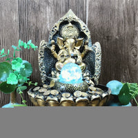 Lucky Ganesha Statue Elephant Hindu God of Success Resin India Idol Desktop Water Fountain Perfect Gifts for Wedding and Diwali