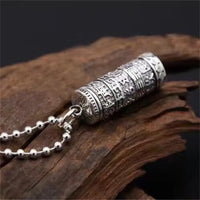 Ethnic Style Relief Lotus Vajra Pestle Design Men Necklace Blessing Buddhist Sutras Tube Pendant Male Choker Accessories