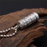 Ethnic Style Relief Lotus Vajra Pestle Design Men Necklace Blessing Buddhist Sutras Tube Pendant Male Choker Accessories