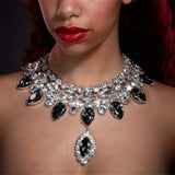 Luxury Sparkling Crystal Fashion Multi layered Pendant Women's Necklace Colorful Gemstone Necklace Bridal Wedding Accessories