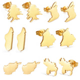 Venezuela,Afghanistan,Lebanon Cedar,Madagascar,India Punjab,Trinidad and Tobago Stud Earrings Stainless Steel Jewelry #505621