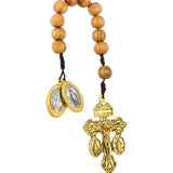 Catholic St Benedict Medal Lady Milagrosa Crucifix Cross One Decade Wooden Beads Pocket Rosary Prayer Rosaries Handmade Gift