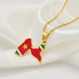 Anniyo France Guadeloupe Map Flag Pendants Necklaces for Women Jewelry  @315021