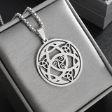 Exquisite Stainless Steel Pattern Witch Knot Pendant Necklace Celtic Knot Lucky Jewelry Christmas Gift for Friends and Family