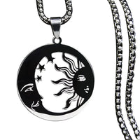 2024 New fashion stone Invisible Moon Crescent Worship necklace men's pendant Pendant Hip stainless steel men's sweater chain je