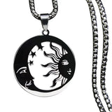 2024 New fashion stone Invisible Moon Crescent Worship necklace men's pendant Pendant Hip stainless steel men's sweater chain je