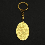 Islam Muslim Arabic Quran Medal Pendant Key Chain for Women Men Stainless Steel Gold Color Key Ring Religion Arab Jewelry Gift ﻿