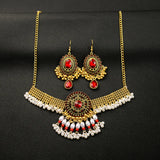 Luxury Elegant Crystal Wedding Jewelry Set Women Vintage Water Drop Earring Necklace Set Indian Gold Color Bijoux Bride Gift