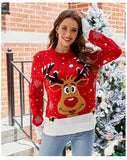 Christmas Knitwears Sweater Women Autumn And Winter New O Neck Long Sleeve Printed Fashion Casual Knitted Pullovers Feminina Top