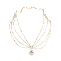 2024 Trend Bohemian Style Fashion Droplets Shine Rhinestone Headwear Wedding Bride Hair Chain And Ornamental Chain