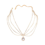 2024 Trend Bohemian Style Fashion Droplets Shine Rhinestone Headwear Wedding Bride Hair Chain And Ornamental Chain