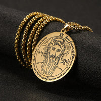 Nordic fashion trend titanium steel jewelry laser marking Solomon round brand pendant stainless steel necklace