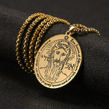 Nordic fashion trend titanium steel jewelry laser marking Solomon round brand pendant stainless steel necklace