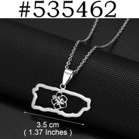 Anniyo(1Piece)Puerto Rico Map Flowers Masks Traditional Symbol PR Frog Necklaces For Women Girls Stainless Steel Jewelry #520462