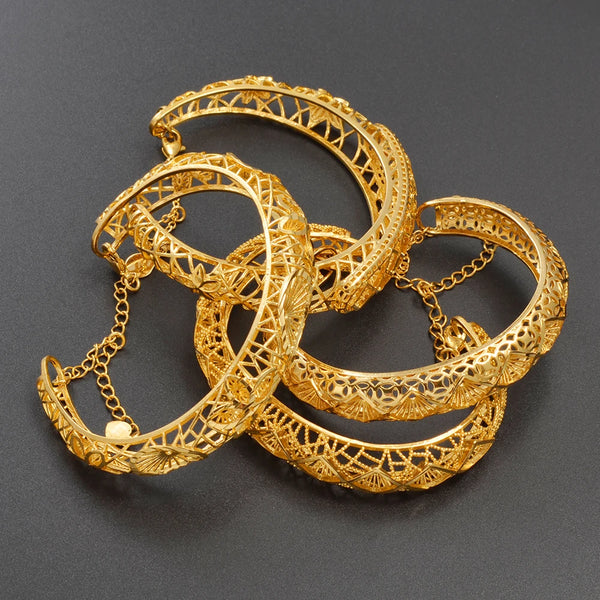 Anniyo 1Piece Women Cuff Banglet Gold Plated African Arab Middle East Bracelets Wedding Party Gifts Dubai #363306