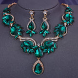 Fashion Crystal Necklaces Multiple Colors Rhinestone Choker Necklaces earrings set for Women Bridal Weddings Jewelry Party