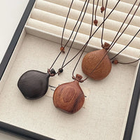 Minar Cute Lovely Brown Black Color Wood Flagon Long Pendant Necklaces Adjustable Rope Chain Chokers for Women Birthday Gift